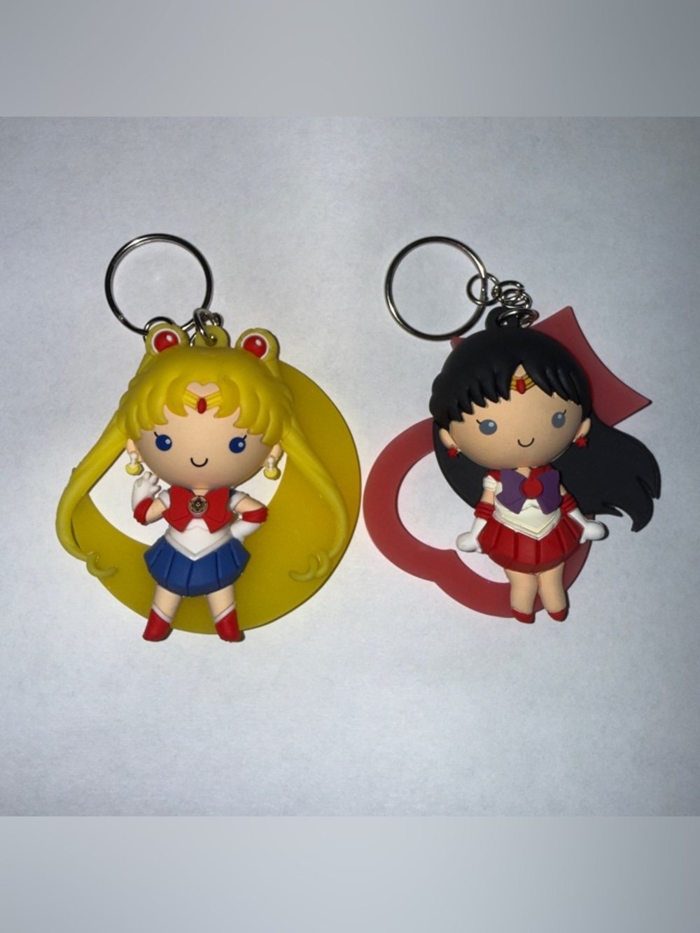 Sailor-Inspired Anime PVC Keychain Duo — Yellow & Red